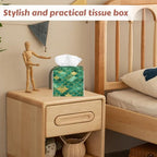 2 Pcs Tissue Box Cover Square,Mermaid Scale Tissue Box Holder Leather Facial Paper Organizer Dispenser for Bathroom Kitchen Bedroom Night Stand Office Desk - color: Mermaid Scale