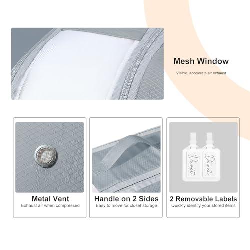 Comforter Storage Bag - Large Capacity Bedding Storage Bags Ultra Space Saving Self Compression Organizer, Washable Compression Bags for Storage Comforter Blanket Duvet Pillow, 2-Pack, Grey - color: Grey, size: 2 Packs