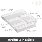 Oggi Clear Drawer Organizer - 6" X 6.25"- Ideal for Organizing Kitchen Drawers, Office, Desk, Silverware, Kitchen Utensils, Cosmetics and Bathrooms - size: 6" by 6"