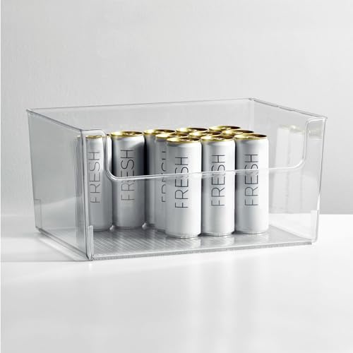 mDesign 2 Pack Modern Plastic Open Front Dip Storage Organizer Bin Basket for Bathroom - Chrome Steel - 6 Box Capacity - 12x12x8 inches - size: ‎16 x 12 x 8 (Pack of 2)