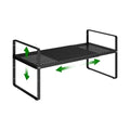 Expandable Kitchen Cabinet Shelf Organizer Rack Heavy Duty Metal Spice Rack Stackable Kitchen Counter Storage Shelf for Kitchen Cabinet Pantry Bathroom (Black - 16.5"-27" L x 8" W x 9.6" H - 1Pack) - color: Black - 16.5"-27" L X 8" W X 9.6" H - 1pack