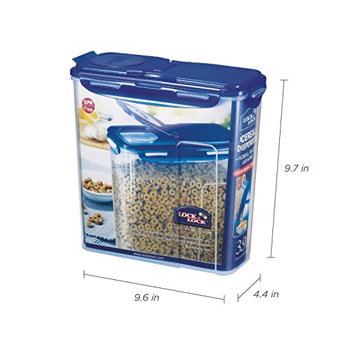 LOCK & LOCK Easy Essentials Food lids (flip-top) / Pantry Storage/Airtight containers, BPA Free, top-16.5 Cup-for Cereal, Clear (Pack of 2) - size: 16.5 Cup (Pack of 2)