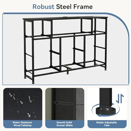 Simple Deluxe TV Stand Dresser with 8 Fabric Drawers and Open Shelves, Entertainment Center with LED Lights & Charging Station, Wood Top for 45" -55" TV, for Bedroom/Living Room/Hallway, Grey - color: Grey, size: 47.24"D x 11.81"W x 31.5"H (8 Drawers)