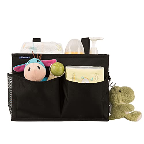 Surblue Caddy Hanging Organizer Bedside Storage Bag for Bunk and Hospital Beds, Black, Small - color: Black, size: Small