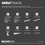 ClosetMaid ShelfTrack Wire Closet Organizer System, Adjustable from 4 to 6 Ft., With Shelves, Clothes Rods, Hardware, Durable Steel, White - color: White, size: 4 ft to 6 ft