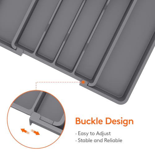 Lifewit Silverware Drawer Organizer, Expandable Utensil Tray for Kitchen, BPA Free Flatware and Cutlery Holder, Adjustable Plastic Storage for Spoons Forks Knives, 8.5-14 x 12", Dark Gray - color: Dark Gray, size: Medium (8.5-14''W x 12''D)