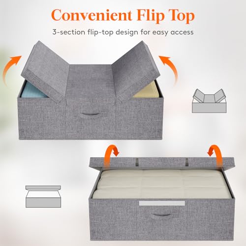 Lifewit 100L Under Bed Storage Containers, 11.8 Inch Tall Underbed Clothes Storage Organizer Bin with Sturdy Sidewalls, Bottom, 3 Lids, Deep Storage Drawer for Clothes, Shoes, Blankets, Pillows 2 Pack - size: 100L