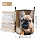 Realistic Cute Bulldog Laundry Basket, Foldable Oxford Cloth, Waterproof Dirty Clothes Hamper with Handles, Clothing Storage Bucket Toy Organizer for Bathroom Bedroom Dorm, 19.7"x15.7" - style: Bulldog 01