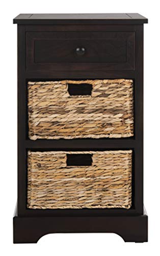 SAFAVIEH Home Collection Carrie Brown/ Natural Wicker 3-Drawer Storage Nightstand Side Table (Fully Assembled) - color: Brown