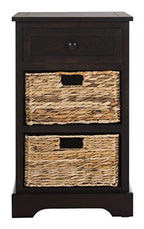 SAFAVIEH Home Collection Carrie Brown/ Natural Wicker 3-Drawer Storage Nightstand Side Table (Fully Assembled) - color: Brown