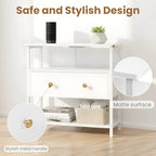 Edbuosy 27 Inch Wide Night Stand with Charging Station, Wood Nightstand with Open Shelf, Large Drawer Bedside Table for Living Room/Bedroom/Office (White) - color: White, size: 1 Drawer