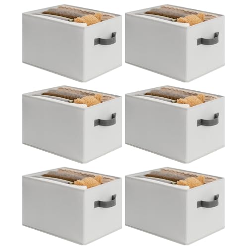 Cupic Cupid Storage Bins Closet, Fabric Closet Organizers and Storage, 6-Pack Baskets for Organizing, Large Storage Boxes with Handles for Clothes and Toys, Light Gray - color: Light Gray, size: 6-Pack