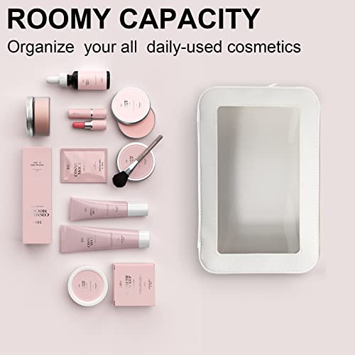 LETGO Clear Makeup Bags, TSA Approved Toiletry Bag with Zipper, Clear Makeup Organizer Fit Carry-on Travel Essentials,Clear Cosmetic Bags for Women Men (C-Beige) - color: C-Beige