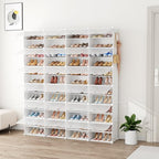 Shoe Rack Organizer 12 Tier Shoe Storage Cabinet with Door 96 Pair Tall Shoes Rack Expandable Free Standing Sturdy Plastic Easy Assembly Shoes Shelf for Closet Entryway Bedroom Hallway White - size: 48" Wide-96 Pairs