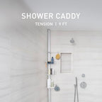 simplehuman 9' Tension Pole Shower Caddy, Stainless Steel and Anodized Aluminum - size: 9 ft