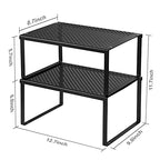 NEX Kitchen Cabinet and Counter Shelf Organizer, Expandable & Stackable, Black - color: Black