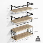 Fixwal Bathroom Shelves Over Toilet, Floating Shelves Wall Mounted with Metal Frame and Towel Bar for Bathroom, Kitchen, Bedroom, Living Room (3 Plus 1 Rustic Brown) - color: 1-rustic Brown