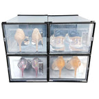 OnDisplay Clik Stackable Interlocking Shoe Box System (Medium Clear/Black, Set of 4) - color: Medium Clear/Black, size: Set of 4
