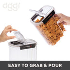 Oggi Easi Grip 128oz Moisture Proof Storage Container, Ultra Clear BPA-Free Sealable Canister, Flip Open Pouring Lid, Date Reminder Slider on Clip, Ideal Kitchen and Pantry Storage (128oz / 3.8lt) - size: 128 fl oz
