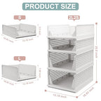 Goderewild Stackable Foldable Storage Baskets, Folding Storage Bins, Closet Organizers and Plastic Drawer Shelf Storage Container for Wardrobe, Cupboard, Kitchen, Bathroom, Office (White, 2L2S) - size: 2L2S