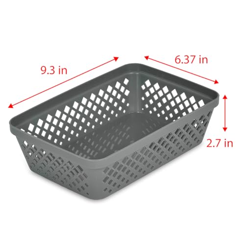 Glad Plastic Storage Basket Set - Multipurpose Drawer Trays, Kitchen Pantry Containers, and Bathroom Bins - 6 Pack Medium Organizers, Grey - color: Grey, size: Medium
