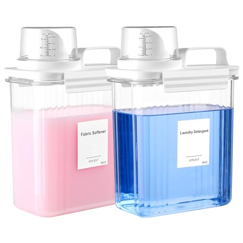 64OZ Liquid Laundry Detergent Dispenser, Laundry Soap Dispenser, Clear Plastic Fabric Softener Holder and Container, Laundry Room Organization and Storage, 2 Pack - color: 2p