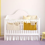 Cinaci 2pcs Cotton Pram Stroller Caddy Baby Crib Hanging Organizers Storage Pockets Nappy Diaper Bags Bedside Pockets for Milk Bottle/Soothing Toys/Wipes (Cream Set) - color: Cream and Ginger Set