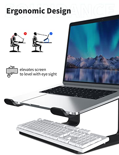 SOUNDANCE Laptop Stand, Aluminum Computer Riser, Ergonomic Laptops Elevator for Desk, Metal Holder Compatible with 10 to 15.6 Inches Notebook Computer, Black - color: B-Black, size: For 10 to 15.6 Inches Laptop