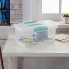 Sterilite Medium Nesting ShowOffs, Stackable Small Storage Bin with Latching Lid and Handle, Plastic Container to Organize Home, Clear, 30-Pack - size: Medium, style: 30-Pack