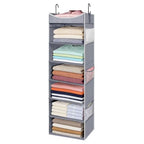 6-Shelf Hanging Closet Organizer and Storage with 6 Side Pockets, Collapsible Closet Hanging Shelves for Storage, Grey - size: 6-shelf