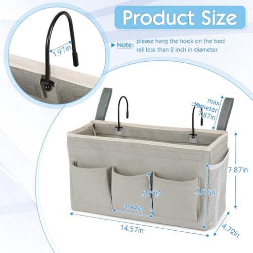 Bedside Storage Caddy/Bedside Hanging Storage Bag for Headboards Bunk Beds Dorm Rooms Book Phone Magazine Holder (New Grey) - color: New Grey