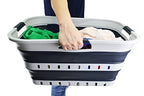 SAMMART 42L (11 gallon) Collapsible Plastic Laundry Basket - Foldable Pop Up Storage Container/Organizer - Space Saving Hamper/Basket (1, Grey/Slate Grey) - color: Grey/Slate Grey