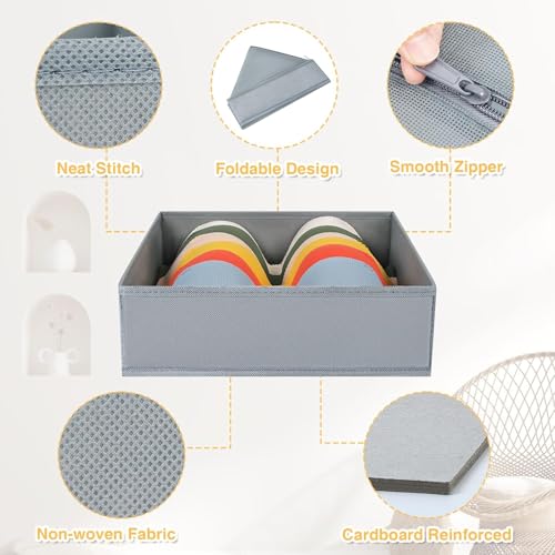DIMJ Drawer Organizer Clothes 18 Pack - Foldable Baby Organizers and Storage & Dresser Organizer for Bedroom, Closet - Nursery Organization Dresser Dividers for underwear, Sock,Bra, Belt, Tie, Gray - color: Gray, size: 18 Pack