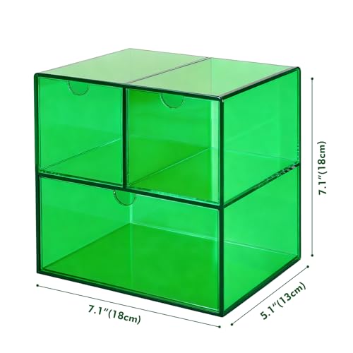 Gelite Desk Organizer with 3 Storage Drawers for Makeup Office Acrylic Desktop Drawer Organizer for Vanity Office Organization and Storage Box, Emerald Green - color: Emerald Green