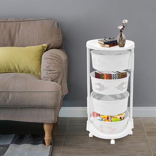 5 Tier Kitchen Storage Cart Multi-Layer Storage Basket with Wheels Fruit Vegetable Storage Shelves Racks Rolling Storage Cart for Kitchen Living Room Bedroom (4 Tier) - size: 4 Tier