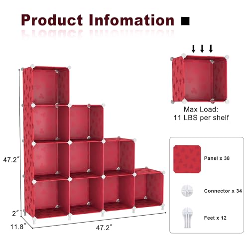 UNKU Cube Storage Organizer, 10 Cube Closet Organizer Storage Shelves, DIY Stackable Bookcase, Clothes Organizer Shelf for Closet, Bedroom, Living Room, Cabinet, Home, Office, Red - color: Green, size: 10cube