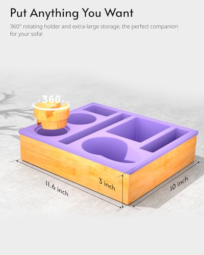 Couch Cup Holder Tray - Couch Organizer Caddy, Silicone Beach Caddy with Cup Holder, Sofa and Bed Drink Holder and Couch Tray Table for Snacks Beverage Remote (Purple) - color: Purple