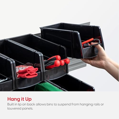 IRIS USA Stackable Storage Bins Open Front, 6 Pack, Plastic Hanging Organizer Caddy Basket for Hardware Crafts, Small Parts, Nuts and Bolts, Garage Tool Storage, Jumbo, Black - size: Jumbo - 6 Pack