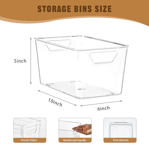 12 Pack Middle Organizers and Storage, Pantry Organization and Storage Bins, Cabinet Organizer, Clear Plastic Storage Containers with Handle，Acrylic Storage Bins for Cabinet, Fridge - color: Mid 12pack