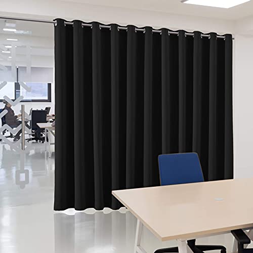Room Divider Multi-Scenario Blackout Curtain - Noise Reducing Thermal Insulated Space Saver for Apartments, Offices, Dorms, Home Theaters Partition Curtains, 15ft W x 8ft L, Black, 1 Panel - color: Black, size: 180"W x 96"L (Pack of 1)