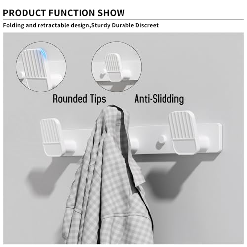 Coat Rack Wall Mount Coat Hooks - White Hook Rack with 3 Hooks Aluminum Wall Rack Hooks for Hanging Coat Hat Bag Towel Hanger Rustproof Coat Holder - color: White, size: Square 3 Hooks 1 Pack