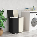 Lifewit Double Laundry Hamper with Lid and Removable Laundry Bags, Large Collapsible 2 Dividers Dirty Clothes Basket with Handles for Bedroom Laundry Room Closet Bathroom College, 155L White&Black - color: White&black, size: 155L