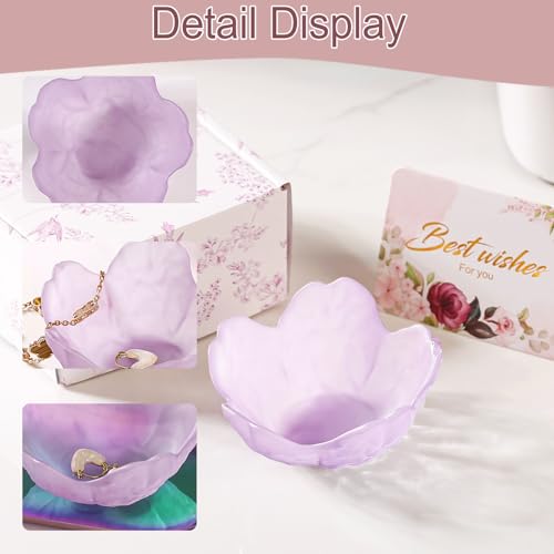 Gifts for Women Flower Jewelry Dish Ring Holder Jewelry Tray Vanity Organizer Room Decor Aesthetic Dorm Bathroom Decor Decorative Trinket Dish for Rings Earrings Necklaces Friendship Birthday Gifts - color: Sandblasted Purple