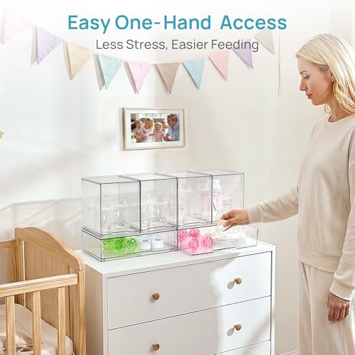 Vtopmart 6 Pack Baby Bottle Organizer Set, Stackable Storage Drawers Ideal for Kichen Countertop, Vanity, Bathroom, Cabinet, Pantry Organization - style: 4 High+2 Wide