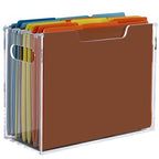 DINGHUO Acrylic File Folder Organizer, Hanging File Organizer Box, File Holder with Handles for Letter Size/A4, Clear File Box Desktop Folder Storage for Office Home Work -1 Pack - size: Letter