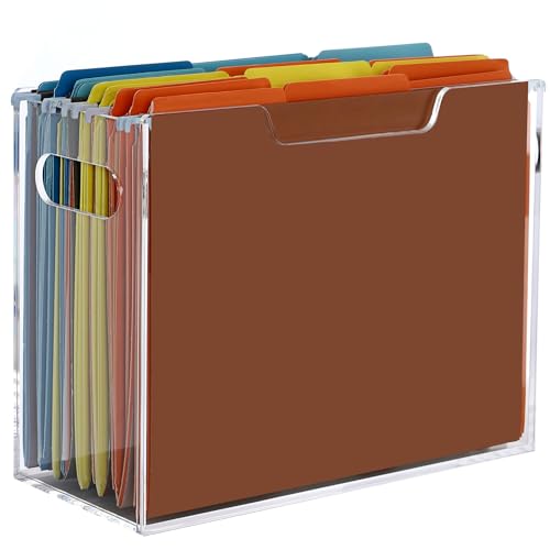DINGHUO Acrylic File Folder Organizer, Hanging File Organizer Box, File Holder with Handles for Letter Size/A4, Clear File Box Desktop Folder Storage for Office Home Work -1 Pack - size: Letter