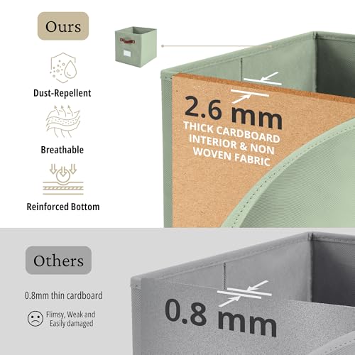 DECOMOMO Storage Baskets, 13x15x13 Storage Cube Bins with Labels for Organizing Shelves Kallax (Kallax / 4pcs, Sage Green) - color: Sage Green, size: Kallax 13" x 15" / 4pcs