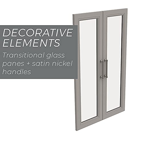 ClosetMaid Modular Storage Pair Set, 2 Glass Pane Doors, Wood Closet Organizer Shaker Style, Add On Accessory for Shelf Units, Taupe, Kit - color: Taupe
