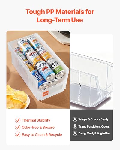 VEVOR Plastic Stackable Storage Bins, 14.8 x 8.5 x 7.1 inch (6 Pack), Plastic Containers for Organizing & Storage Bins for Closet, Garage, Small Parts, Office Supplies, Other Accessories, Transparent - color: Clear, size: 14L
