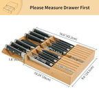 Utoplike in-Drawer Knife Block Bamboo Kitchen Knife Drawer Organizer, Handle Steak Knife Holder Without Knife, Fit for 12 Knives and 1 Sharpening Steel (Knives Not Included) - size: 12 Holder
